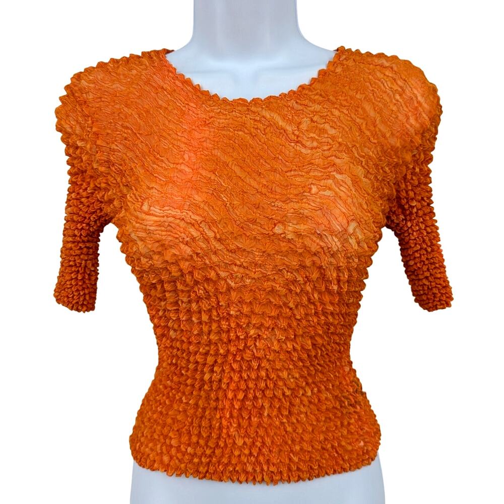 Y2K 90s Vintage Cache Popcorn Top One Size Fits All Orange 3/4 Sleeve Stretchy